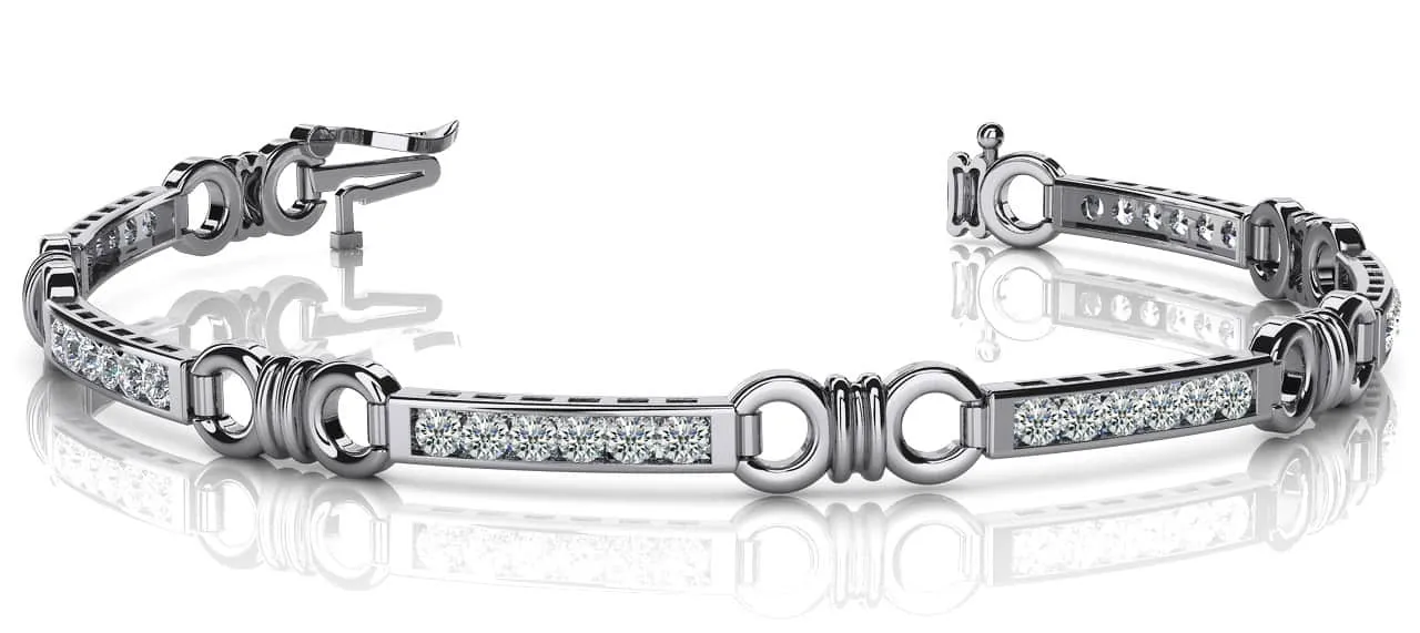 Double Circle Channel Diamond Bracelet with 1.08 ct.(finished) 2.0mm