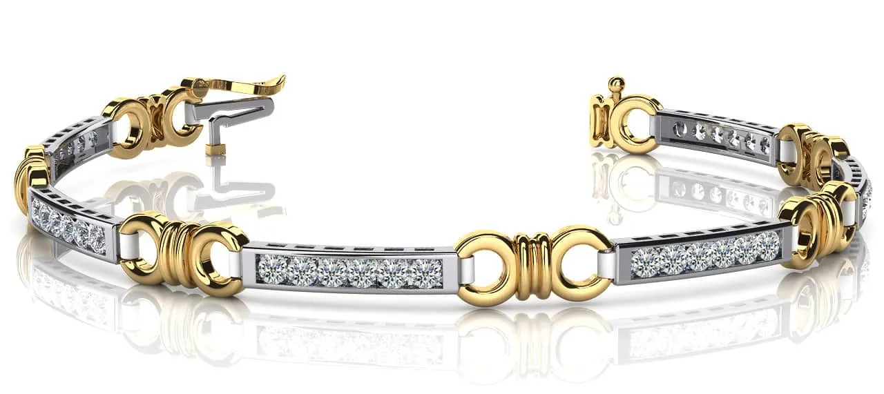 Double Circle Channel Diamond Bracelet with 1.08 ct.(finished) 2.0mm