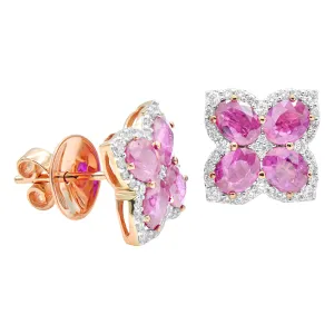 Earrings 14KR/5.1G 8P.SAP-3.50CT 72RD-0.48CT