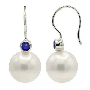 Earrings 14KW/0.9G Freshwater 2RD-0.08CT 9-10mm