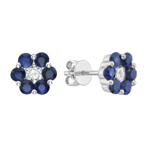 Earrings 14KW/1.7G 12SAPP-0.96CT 2RD-0.26CT