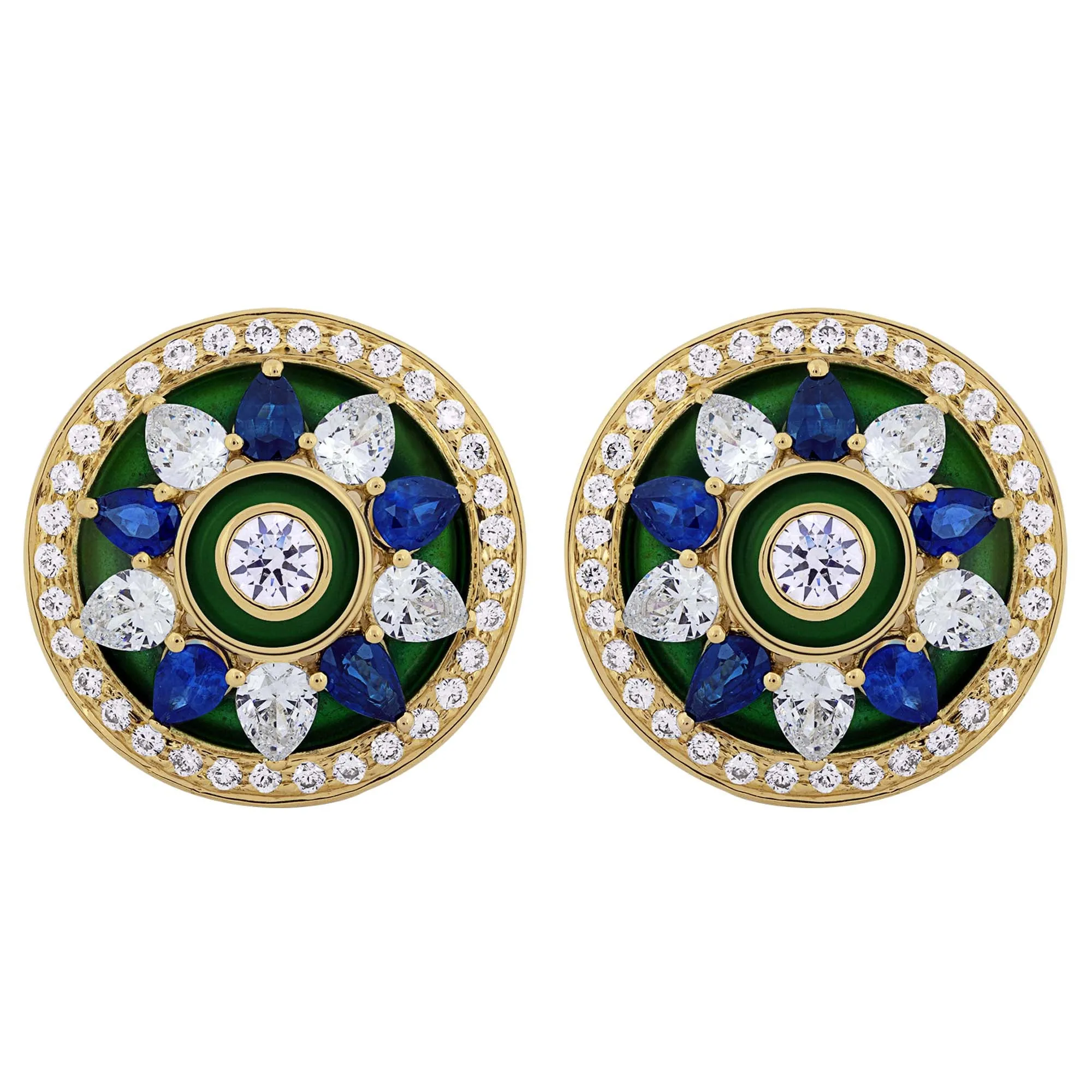 Earrings - Crystal, Blue Sapphire and Diamond