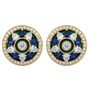 Earrings - Crystal, Blue Sapphire and Diamond