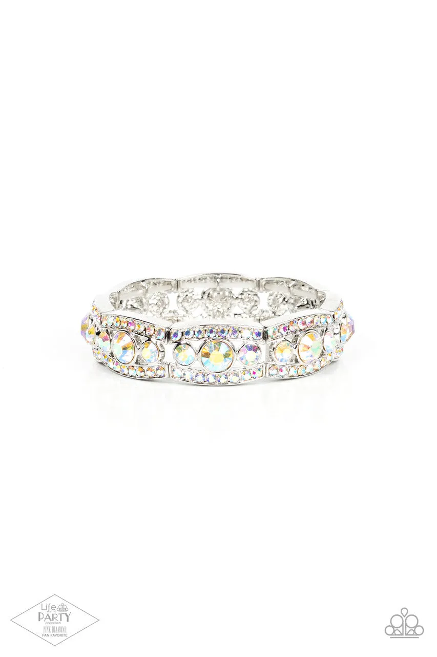 Easy on the ICE - Multi - Iridescent Rhinestone Paparazzi Stretchy Bracelet - Pink Diamond Exclusive