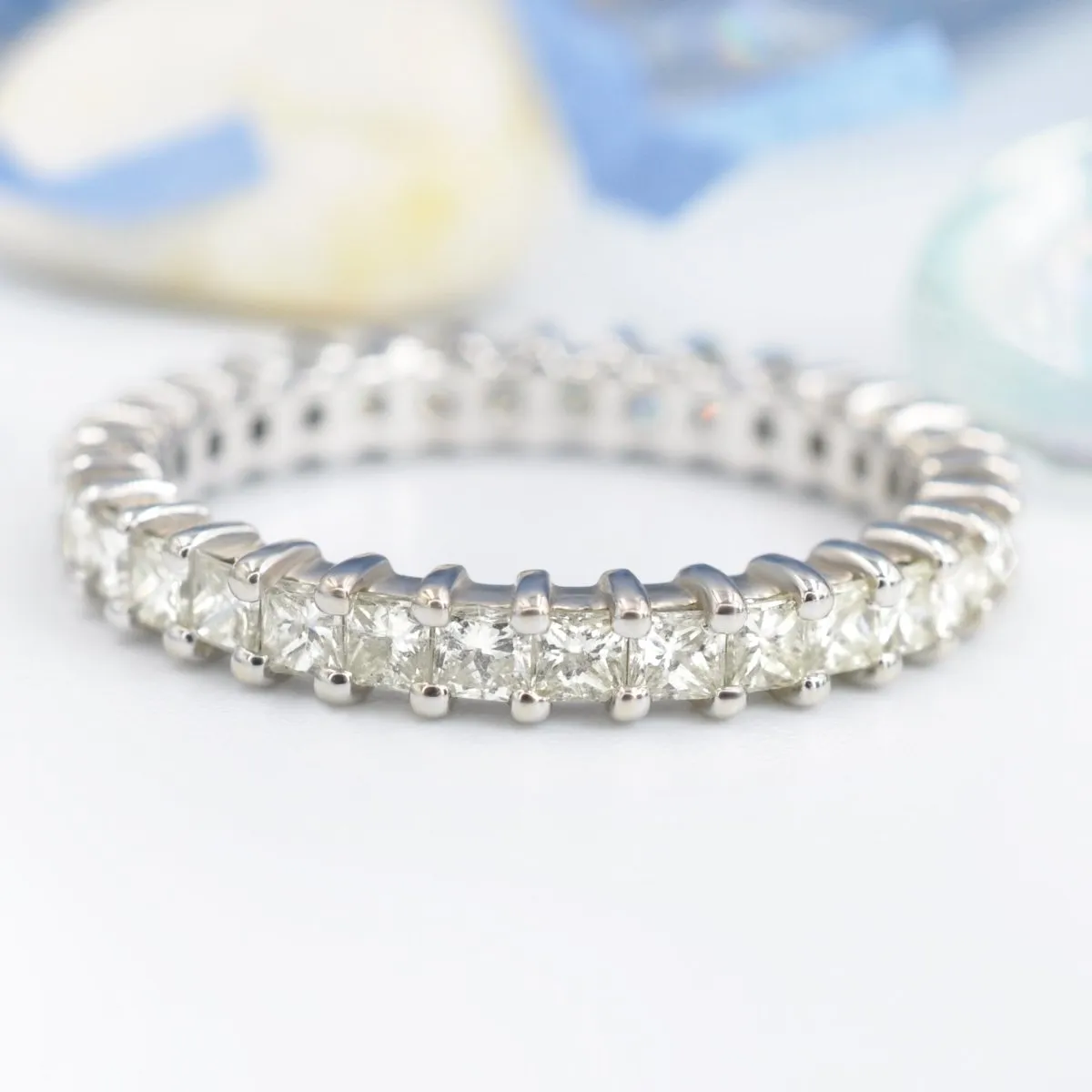 Ecstatic 1.90 CT Princess Cut Diamond Eternity Rings in Platinum