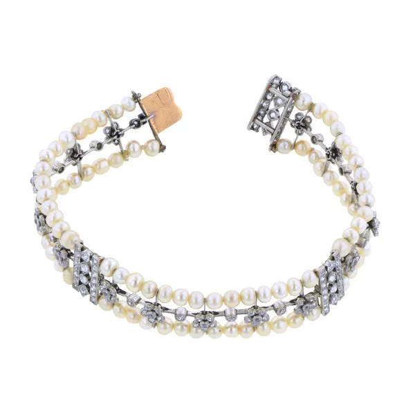 Edwardian Pearl & Diamond Bracelet