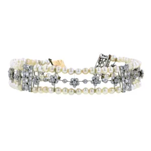 Edwardian Pearl & Diamond Bracelet