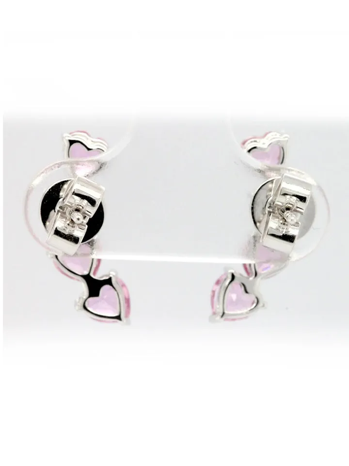 Elegant 2.51 TCW Heart Shaped Pink Sapphire Earrings in 14K White Gold