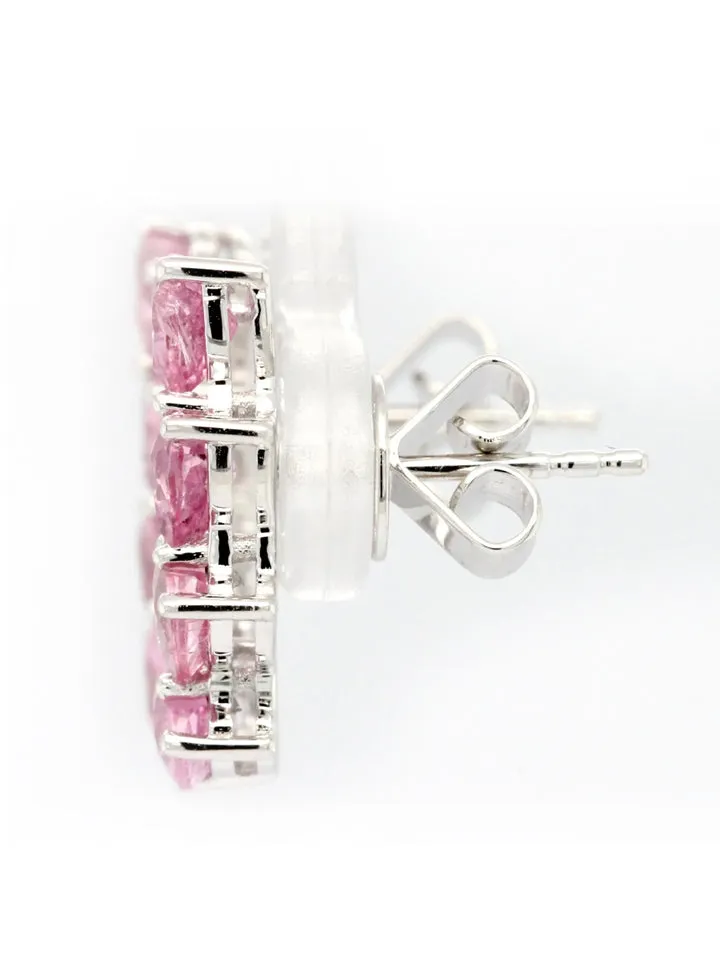 Elegant 2.51 TCW Heart Shaped Pink Sapphire Earrings in 14K White Gold