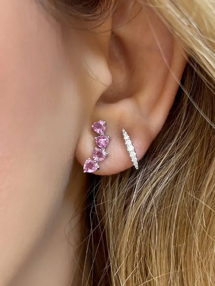 Elegant 2.51 TCW Heart Shaped Pink Sapphire Earrings in 14K White Gold