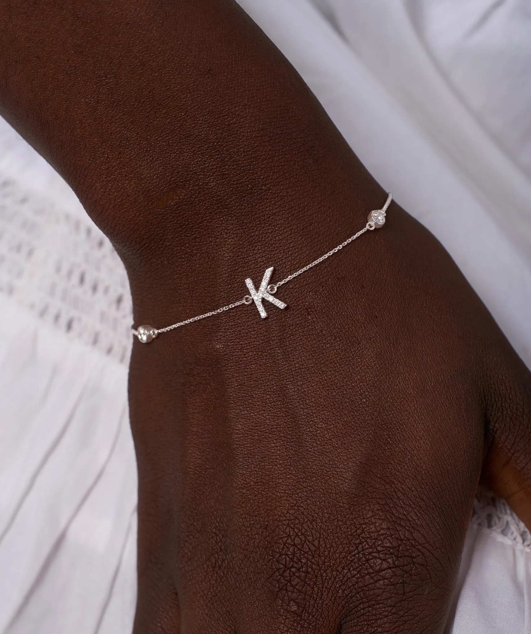 Elegant K Initial Sparkle Bracelet