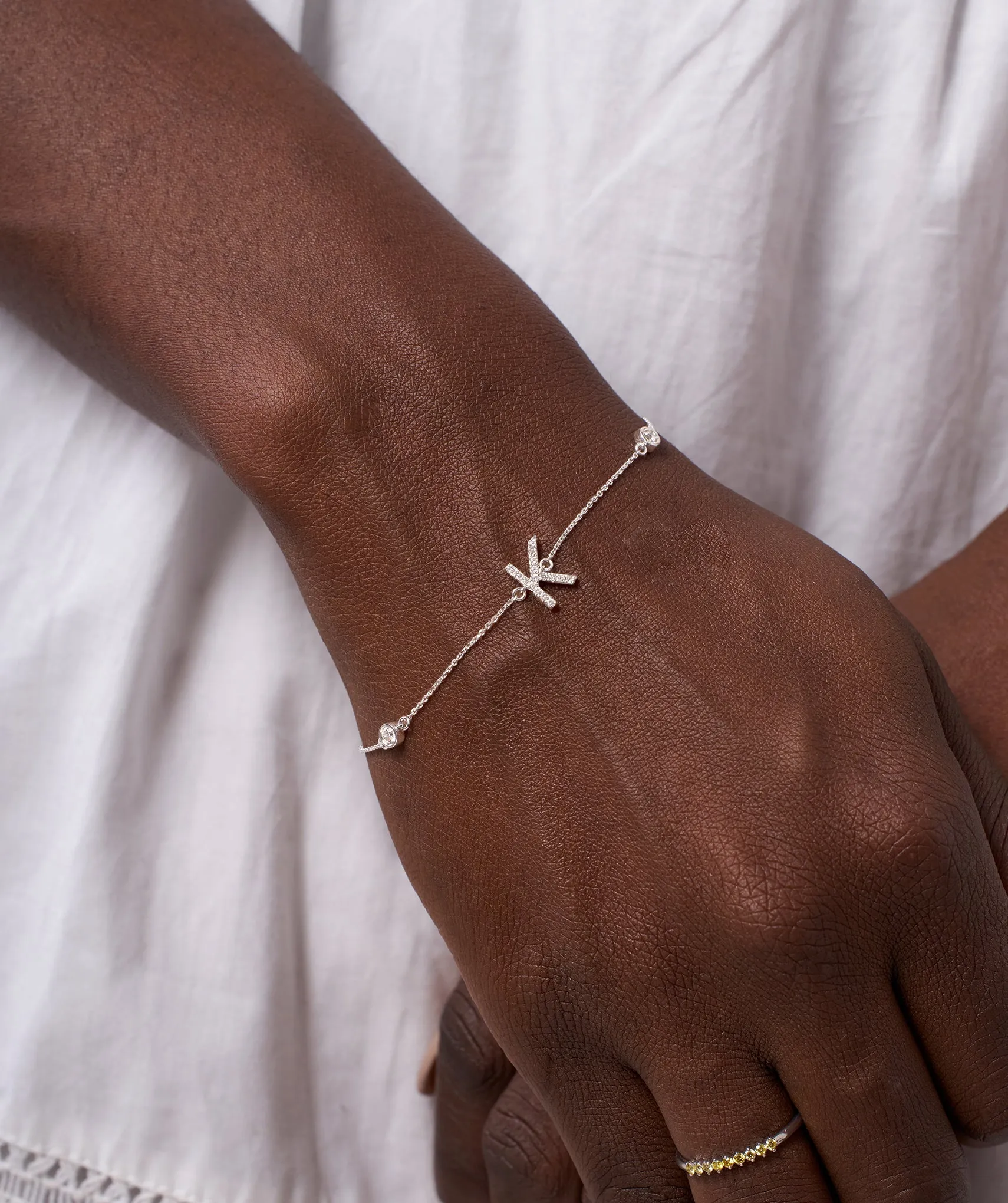 Elegant K Initial Sparkle Bracelet