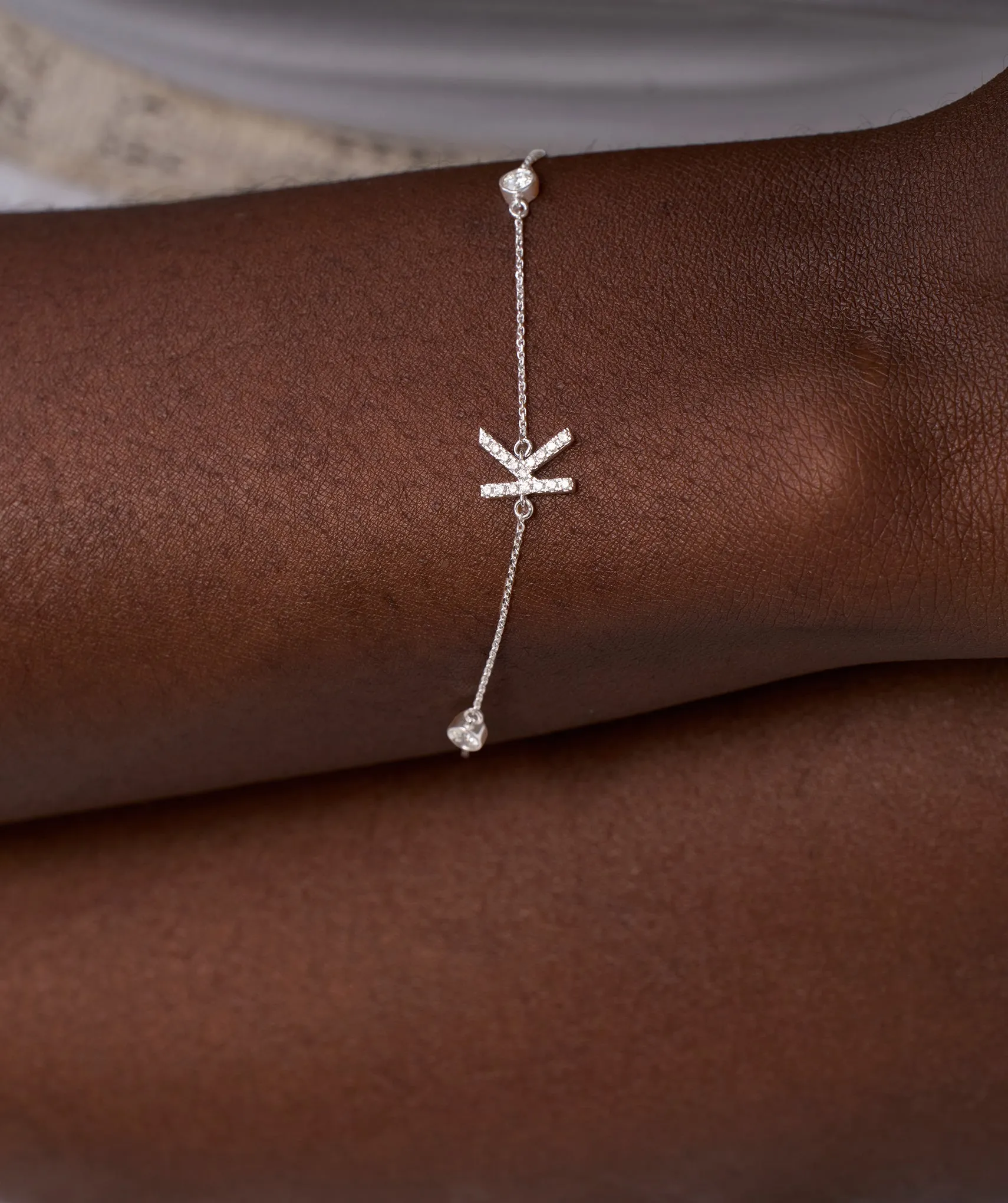 Elegant K Initial Sparkle Bracelet