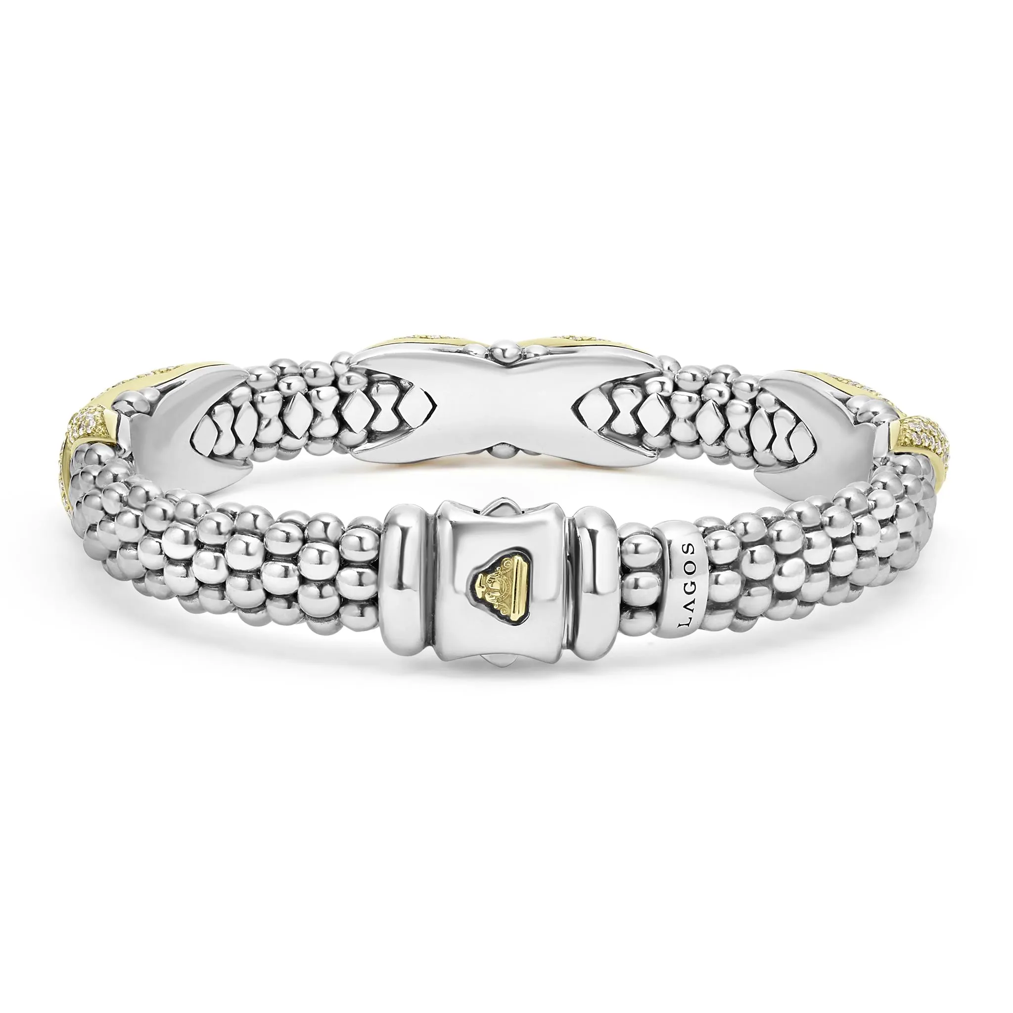 Embrace Three Station Diamond X Caviar Bracelet | 9mm