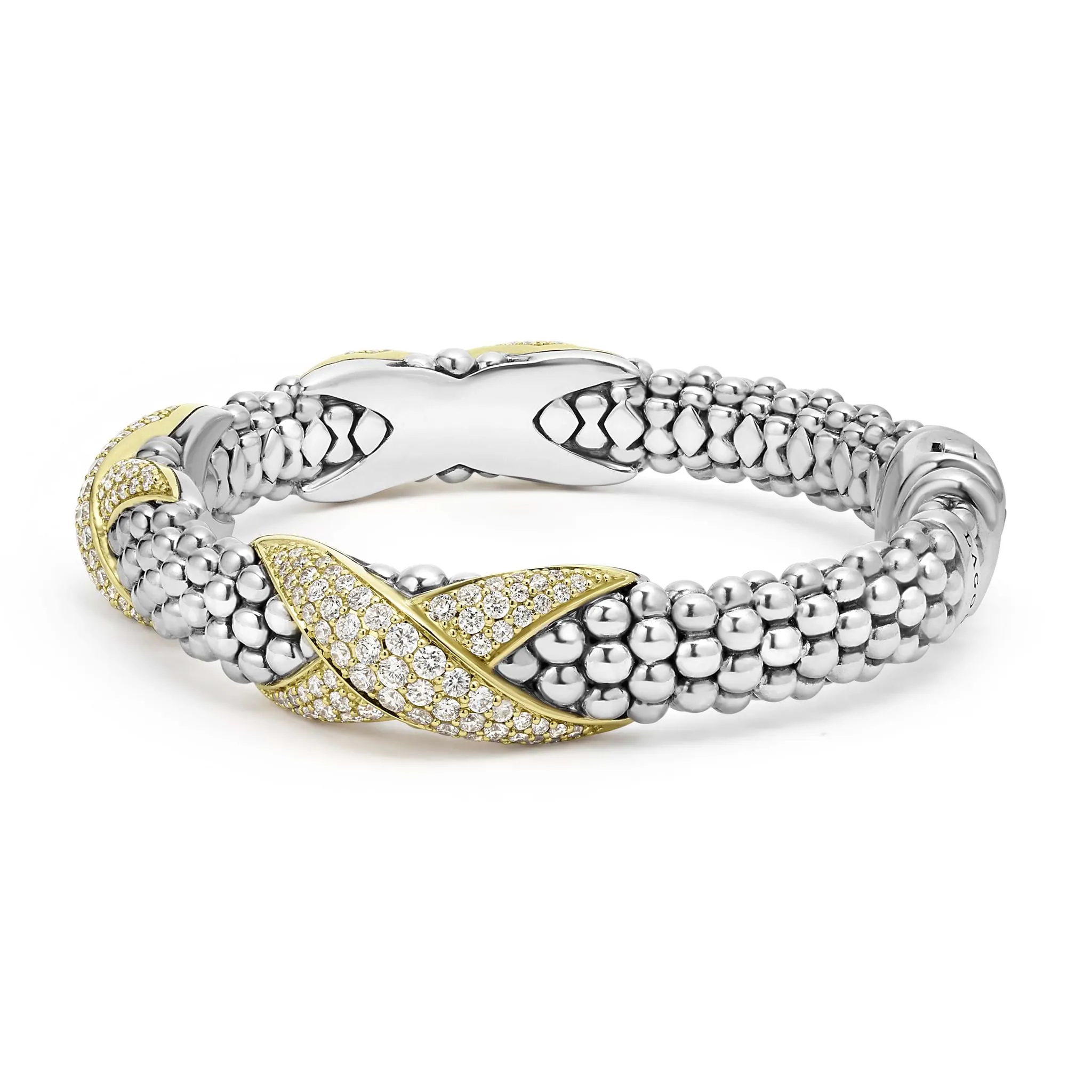 Embrace Three Station Diamond X Caviar Bracelet | 9mm