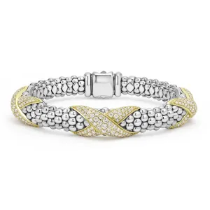 Embrace Three Station Diamond X Caviar Bracelet | 9mm