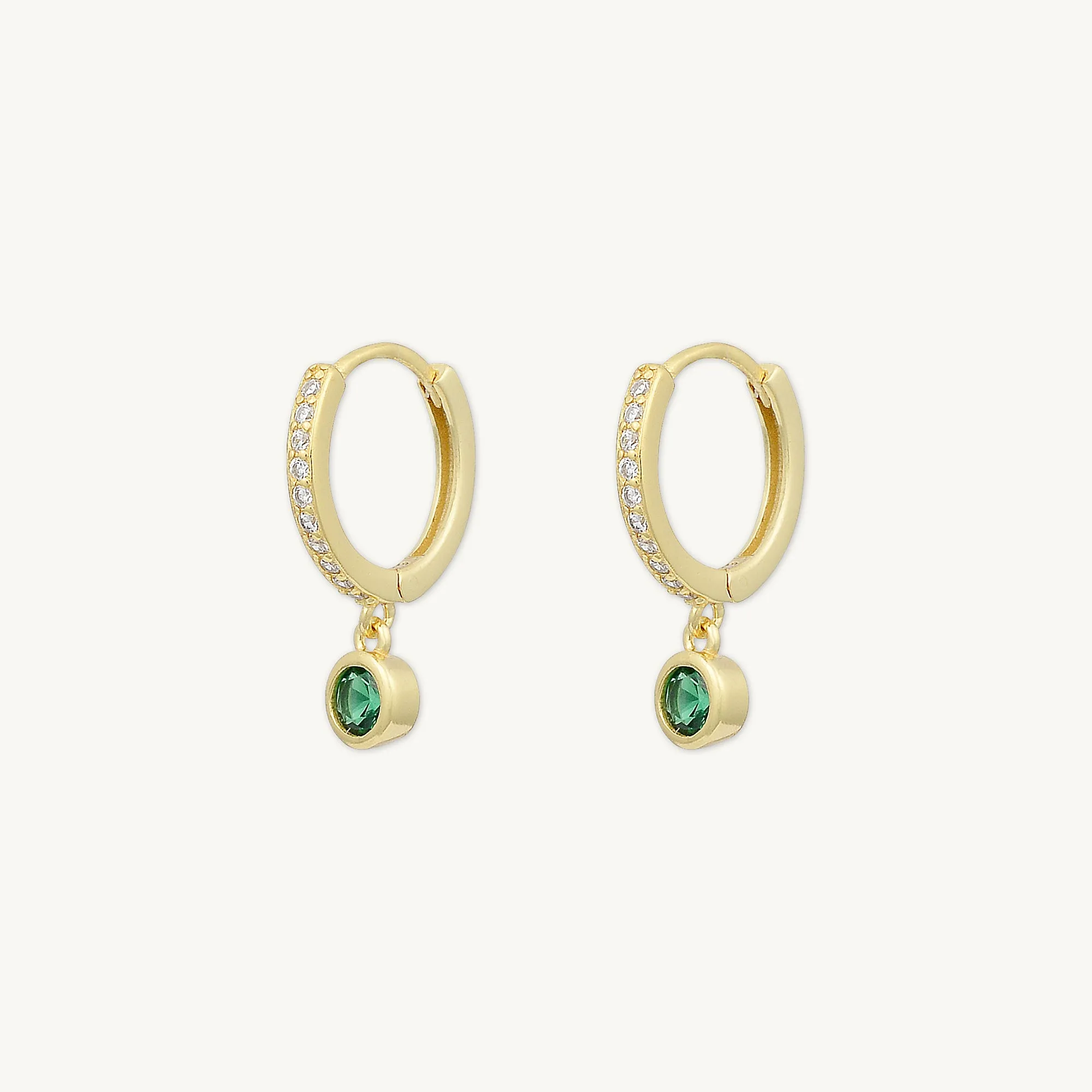 Emerald Sapphire Drop Hoop Earrings