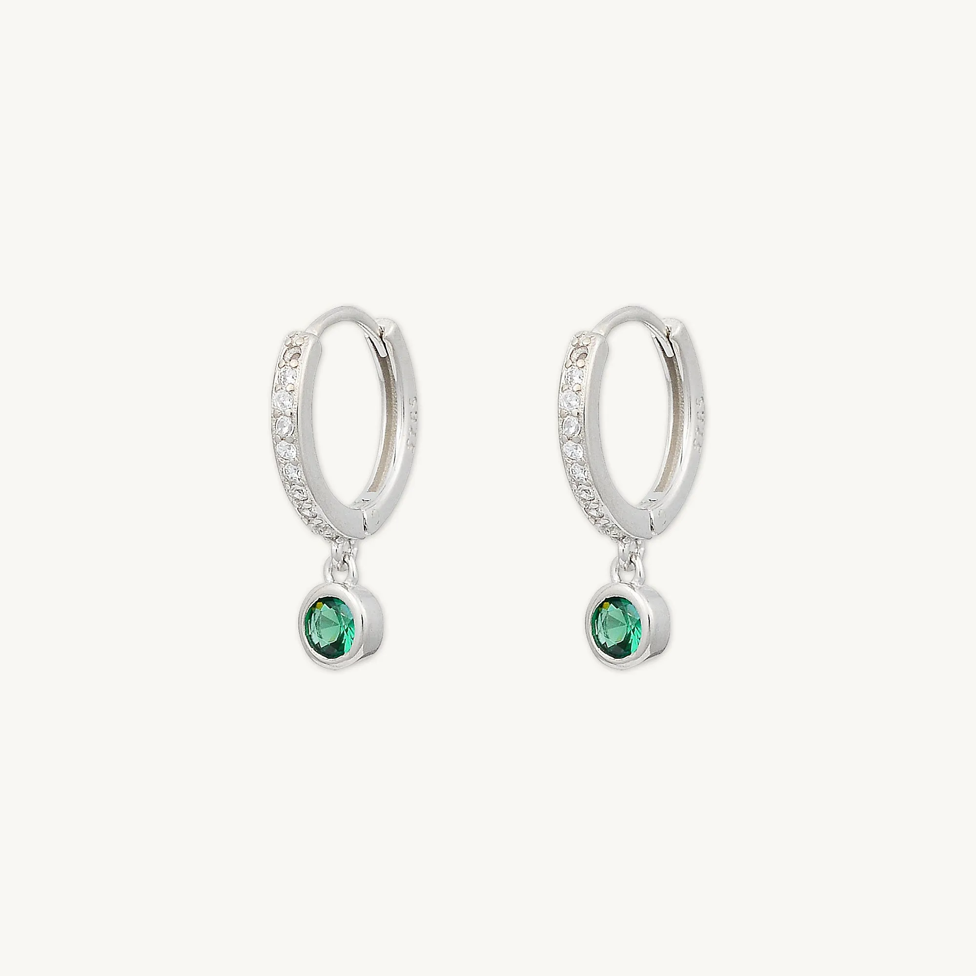 Emerald Sapphire Drop Hoop Earrings