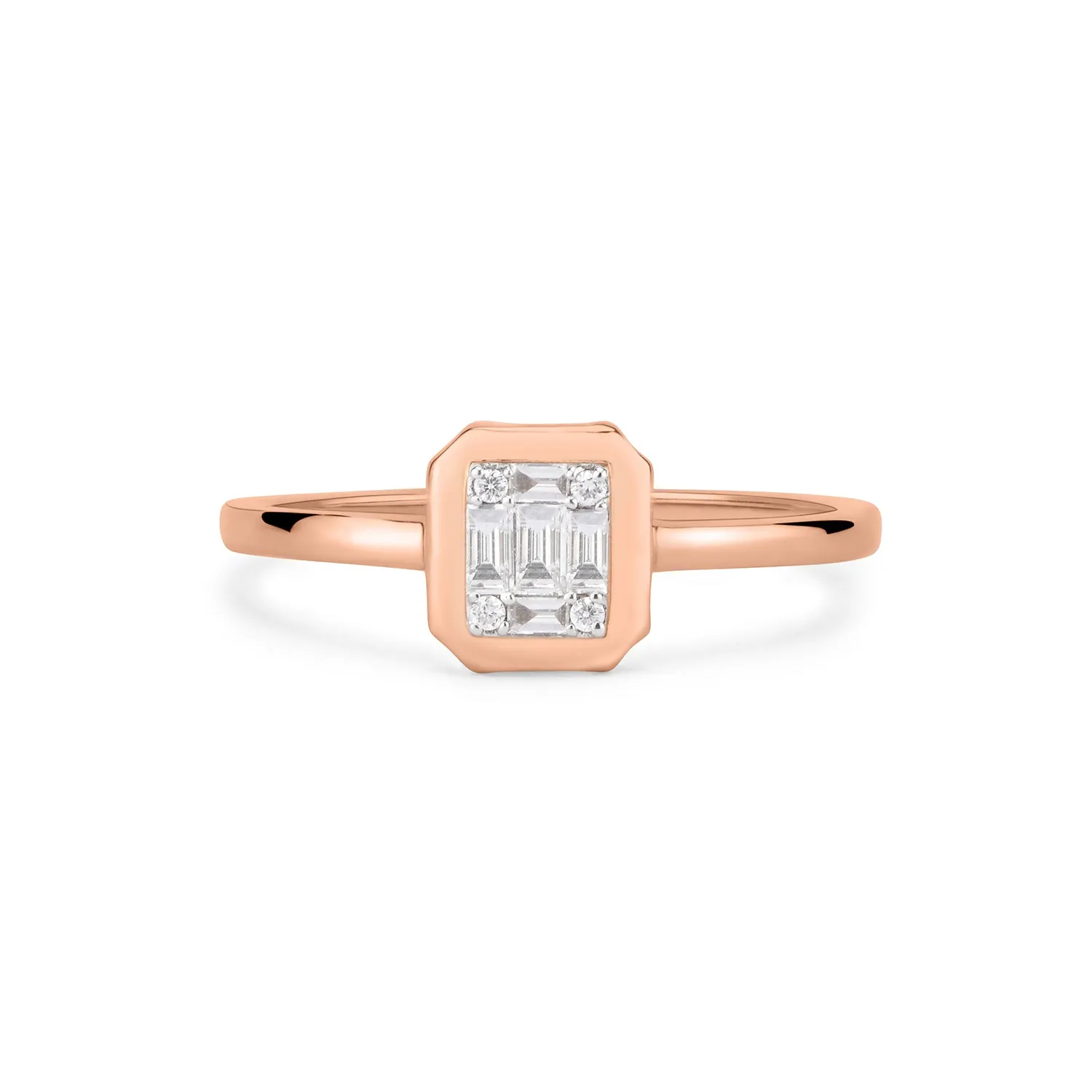 Emerald Shaped Composite Diamond Bezel Ring
