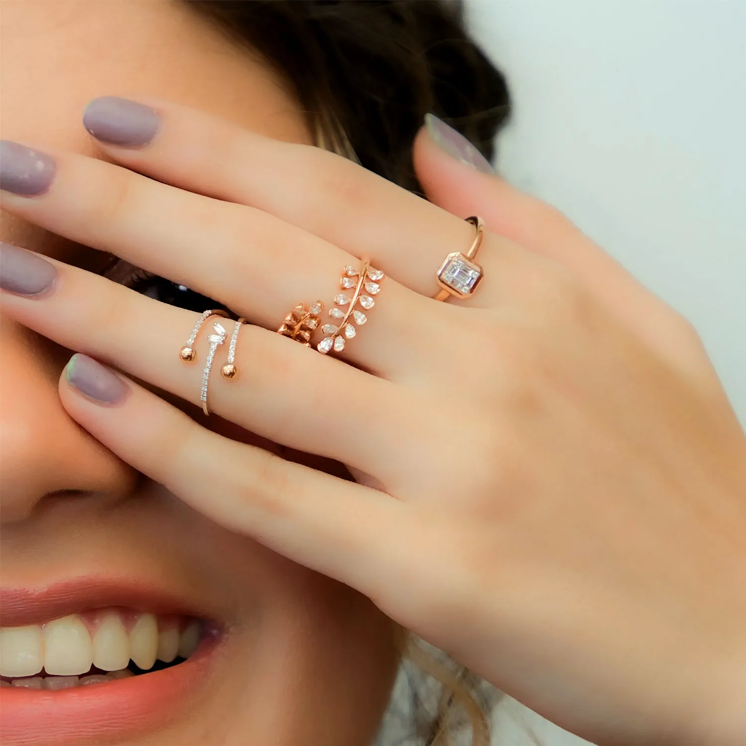 Emerald Shaped Composite Diamond Bezel Ring