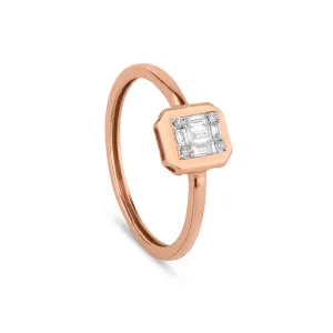 Emerald Shaped Composite Diamond Bezel Ring