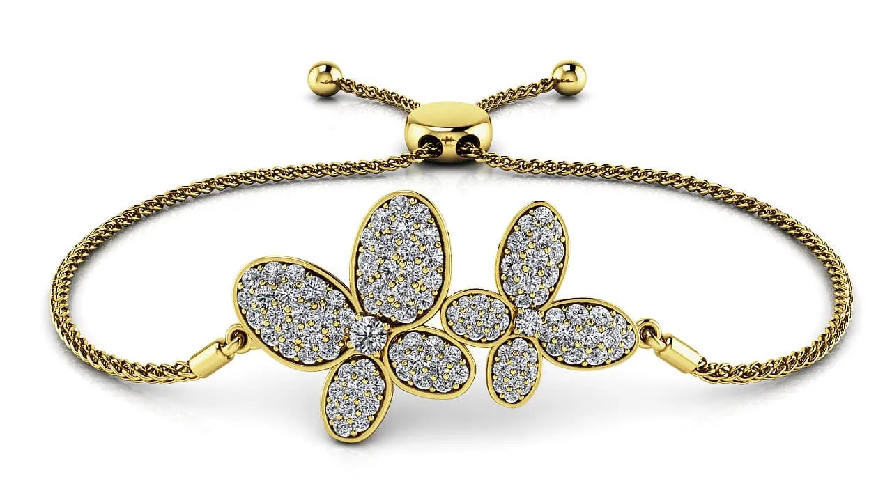 Enchanting Diamond Butterfly Adjustable Diamond Bracelet with 0.99 ct.(finished)
