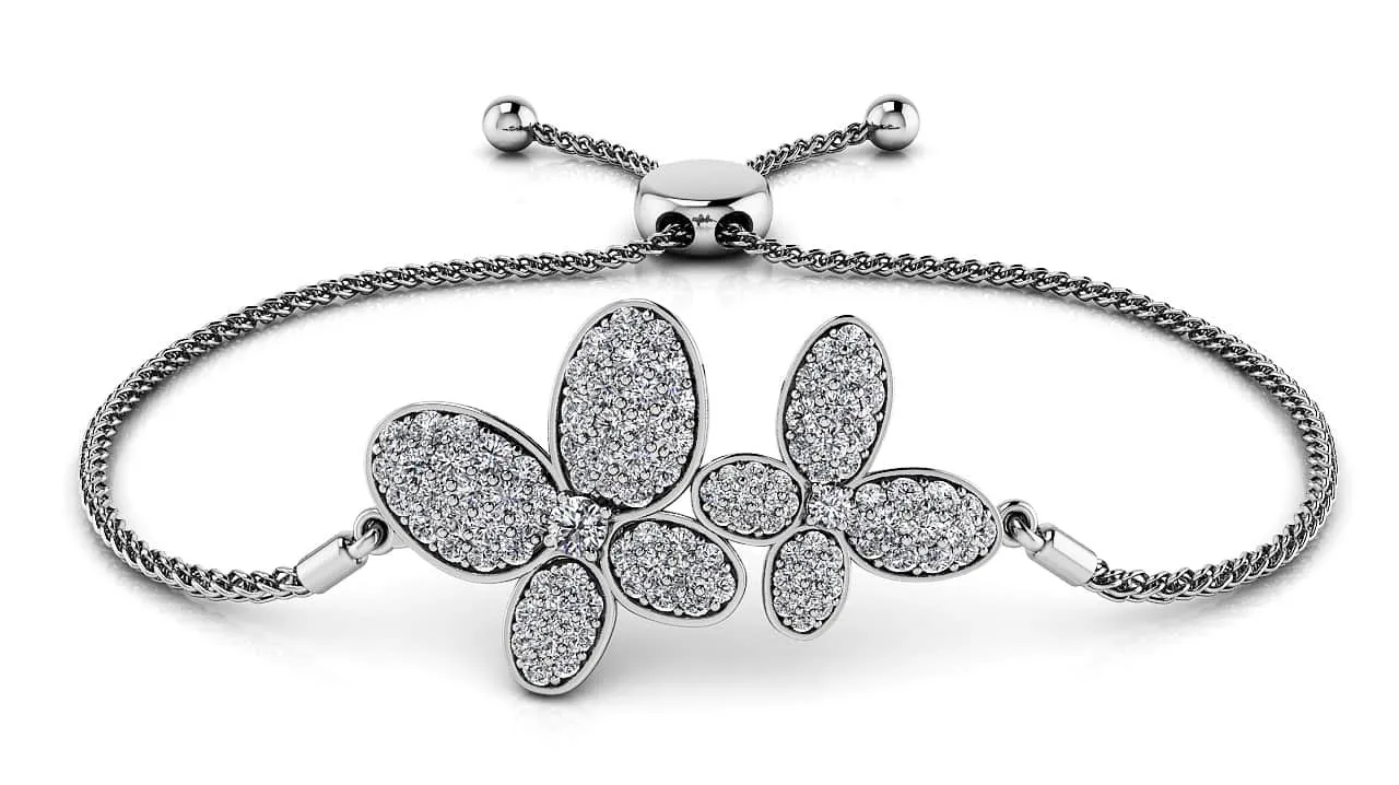 Enchanting Diamond Butterfly Adjustable Diamond Bracelet with 0.99 ct.(finished)
