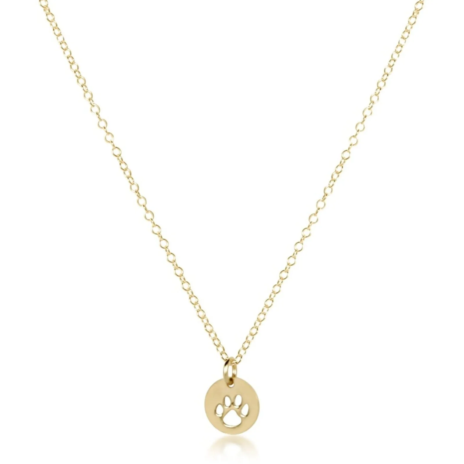 enewton - 14k gold-filled - Yellow Gold Round Paw Print Disc Necklace 16"
