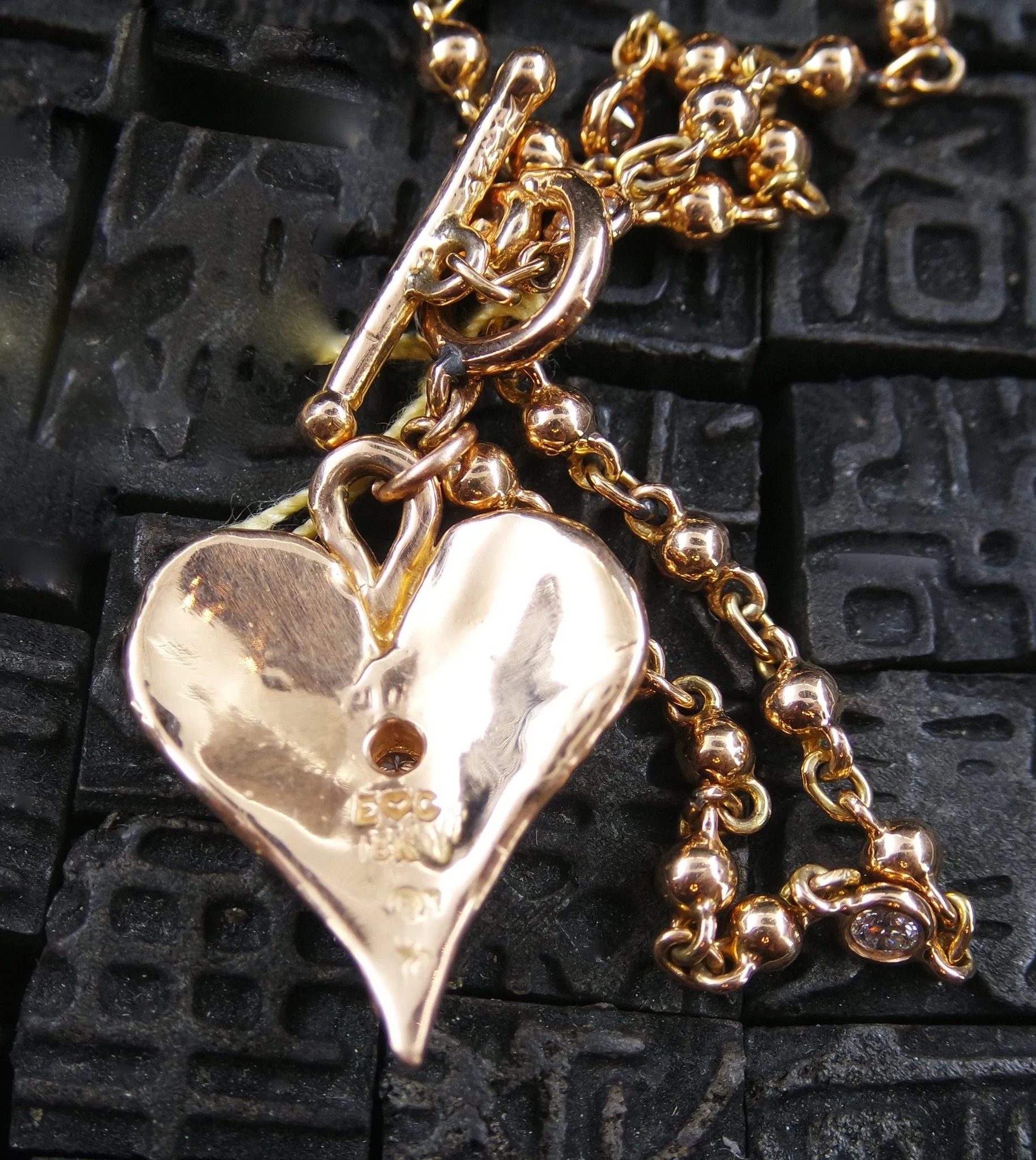 Erica Courtney 18K Gold and Diamond Bracelet with Heart Charm