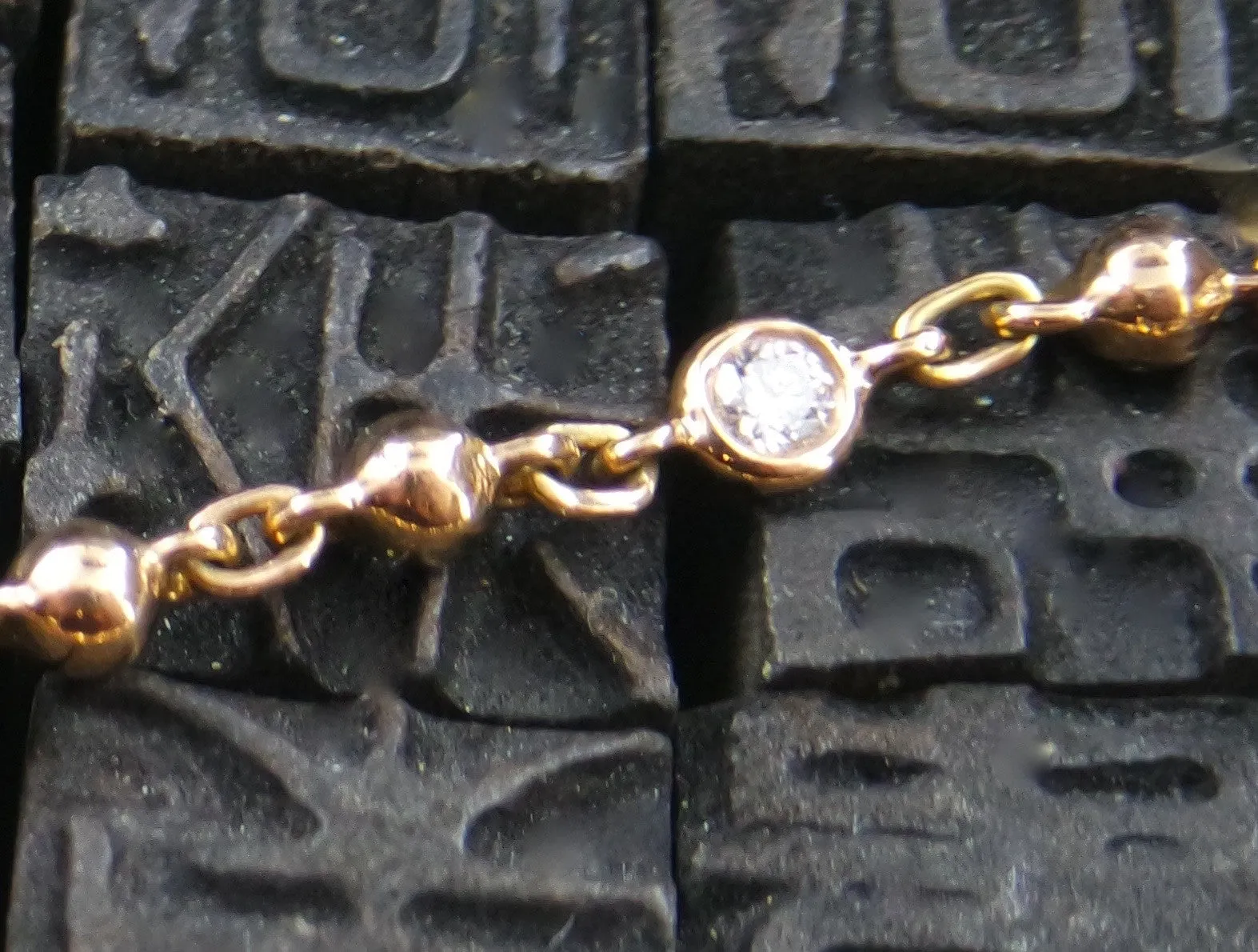 Erica Courtney 18K Gold and Diamond Bracelet with Heart Charm