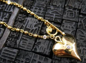 Erica Courtney 18K Gold and Diamond Bracelet with Heart Charm