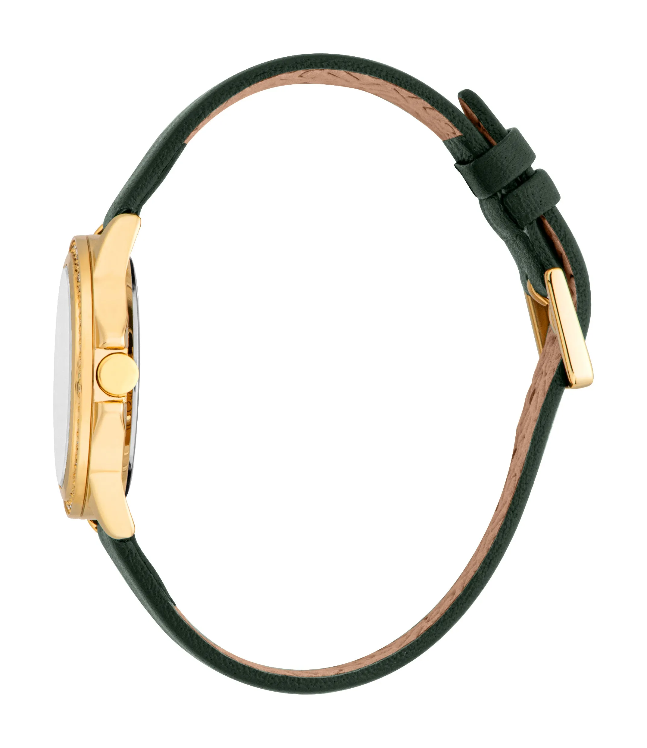 Esprit Ladies Gold-Tone Watch with Green Leather Strap & Matching Bracelet