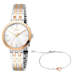 Esprit Ladies Two-Tone Watch with Crystal Accents & Matching Bracelet