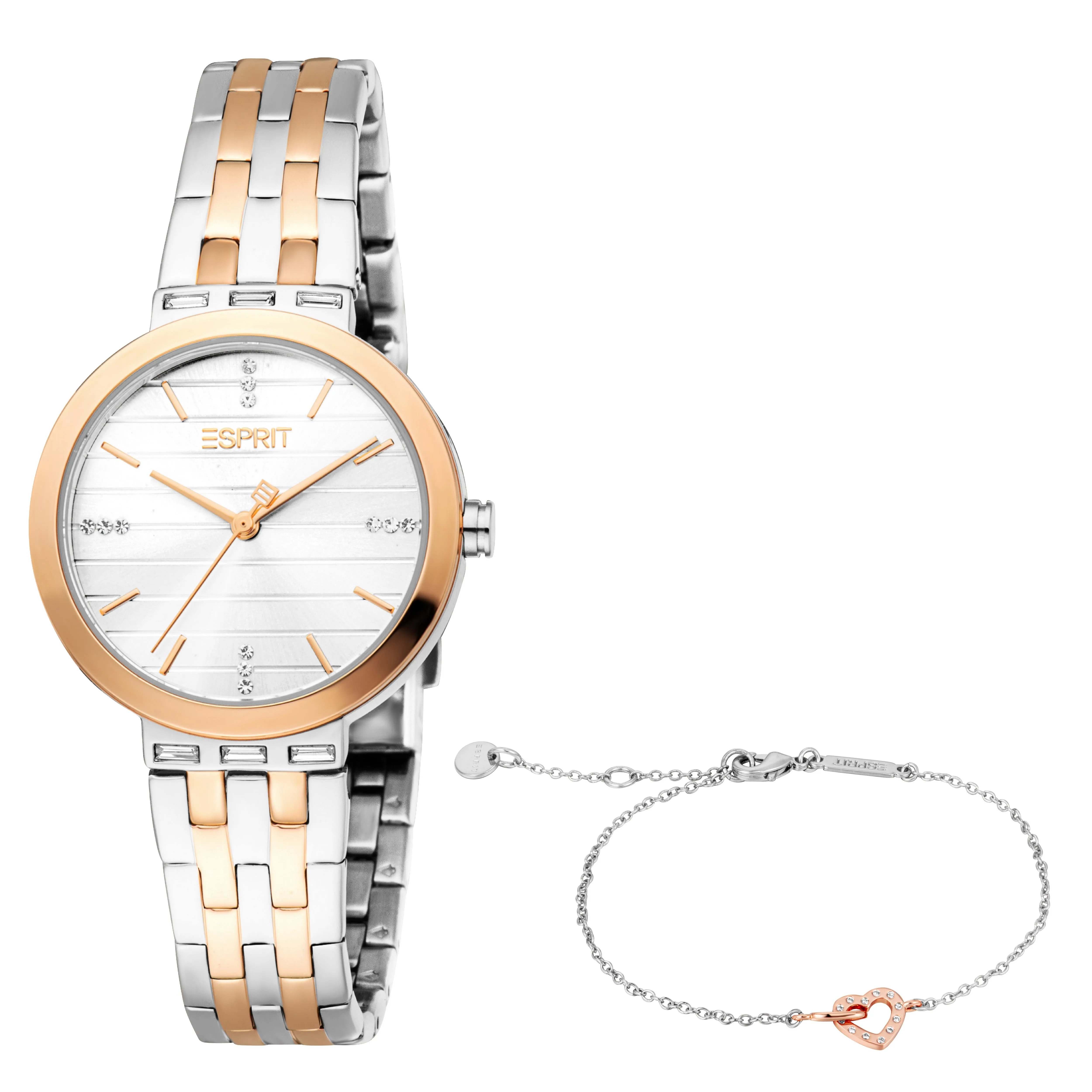 Esprit Ladies Two-Tone Watch with Crystal Accents & Matching Bracelet