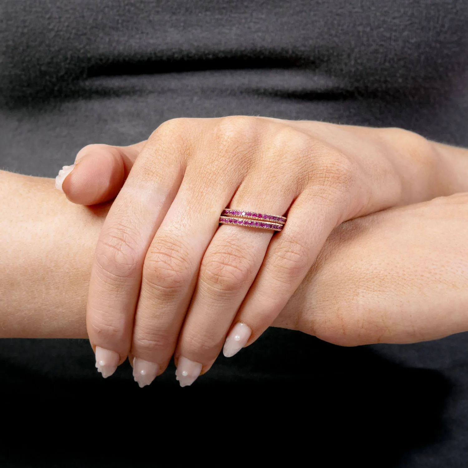 Estate 14k Ruby Eternity Band Set