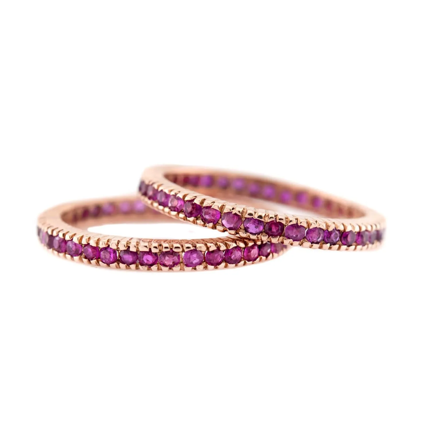 Estate 14k Ruby Eternity Band Set