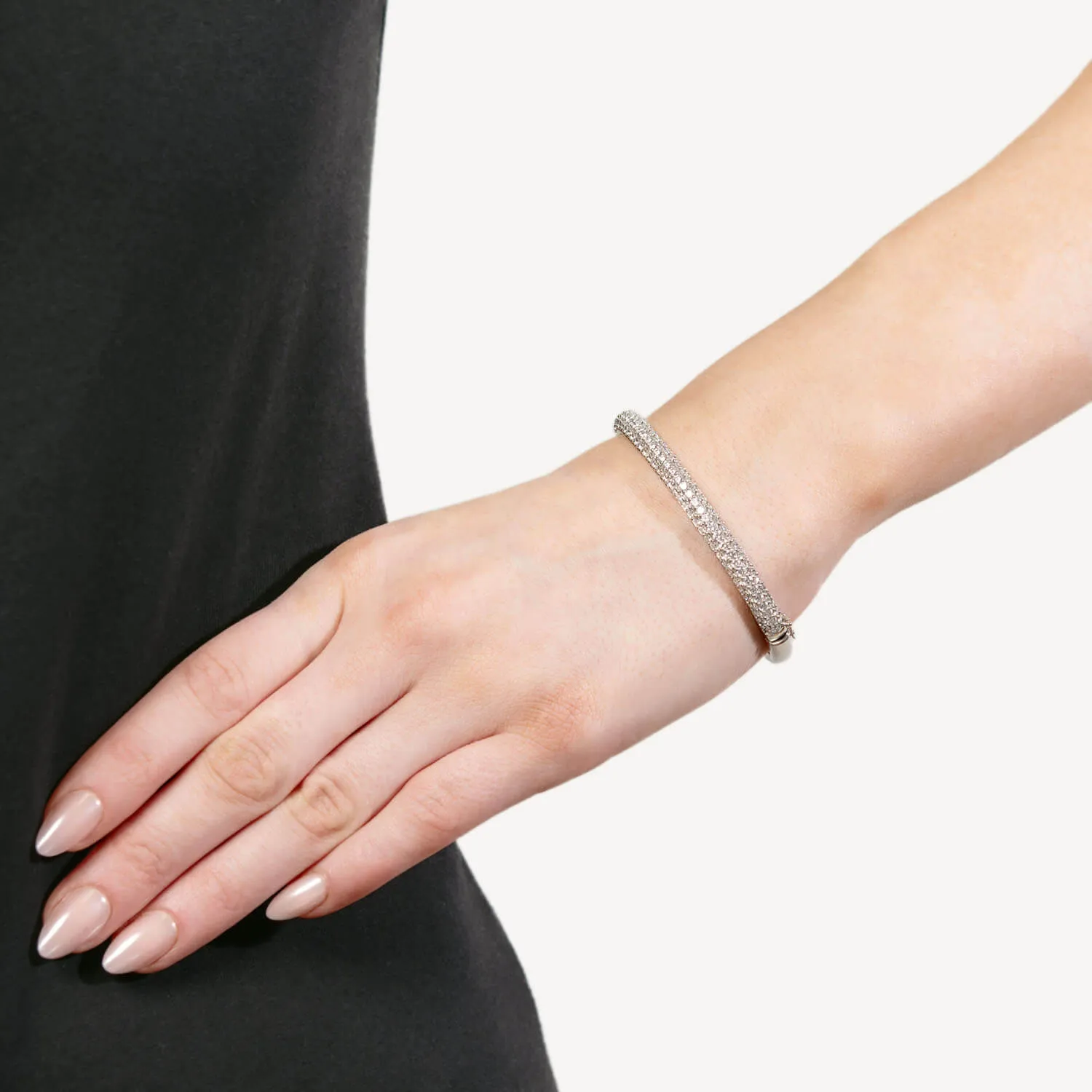 Estate Platinum Pave Diamond Bangle