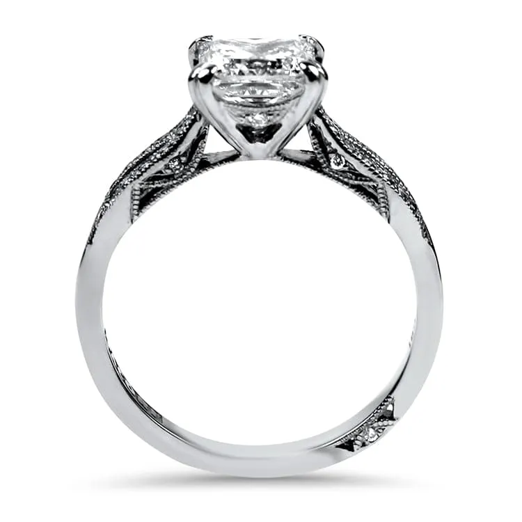 Estate Tacori Ribbon 18k White Gold 1.26cts Firemark Princess Cut Diamond Engagement Ring