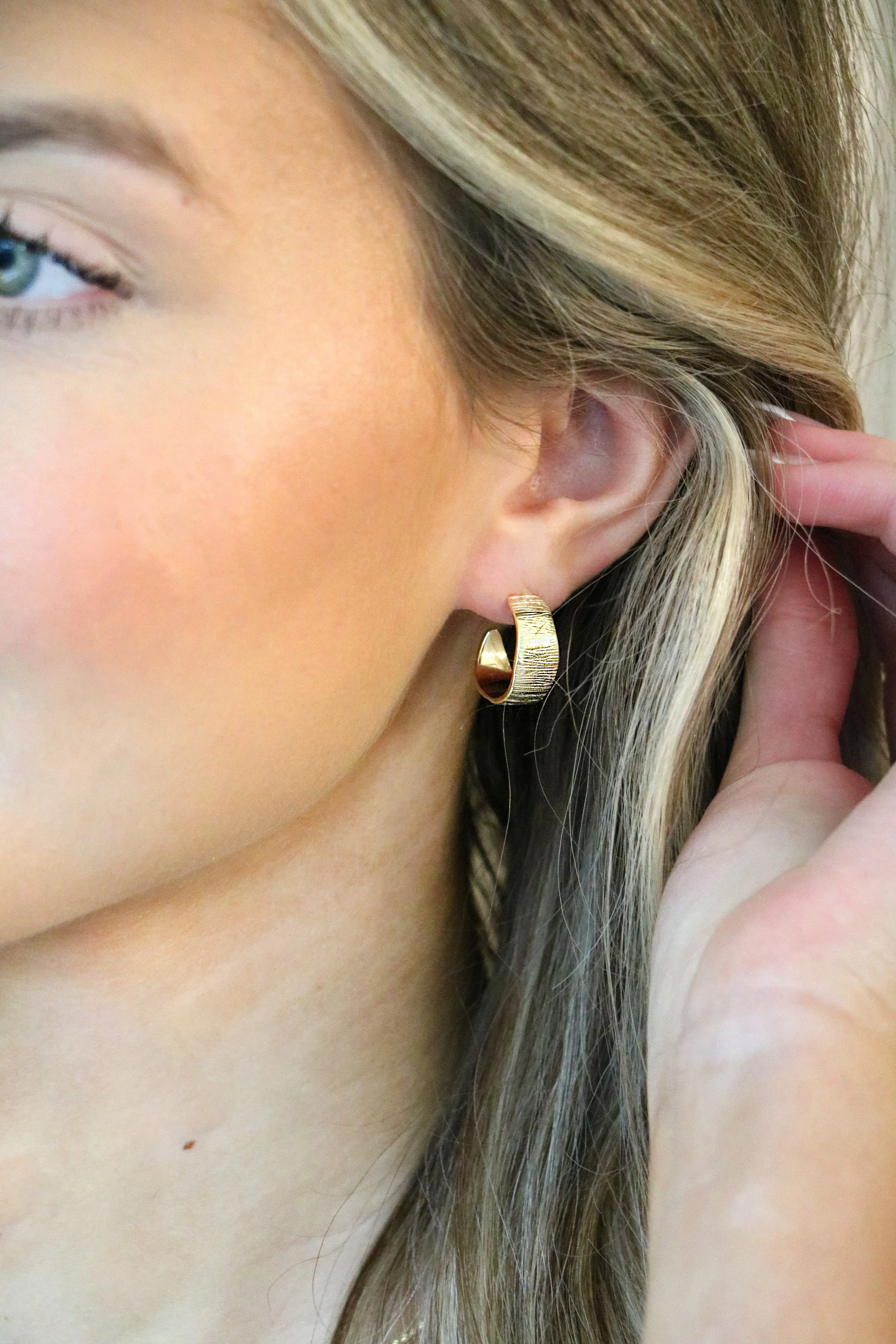 etched hoops { gold plated }