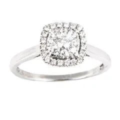 EternalDia 1/2 Carat T.W. Diamond 14kt White Gold Cushion Cluster Engagement Ring