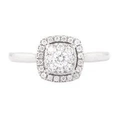 EternalDia 1/2 Carat T.W. Diamond 14kt White Gold Cushion Cluster Engagement Ring