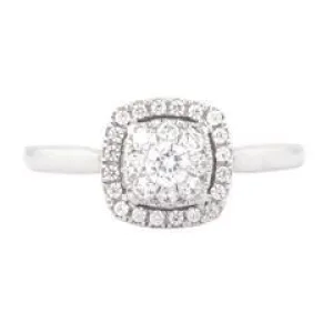 EternalDia 1/2 Carat T.W. Diamond 14kt White Gold Cushion Cluster Engagement Ring