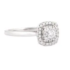 EternalDia 1/2 Carat T.W. Diamond 14kt White Gold Cushion Cluster Engagement Ring