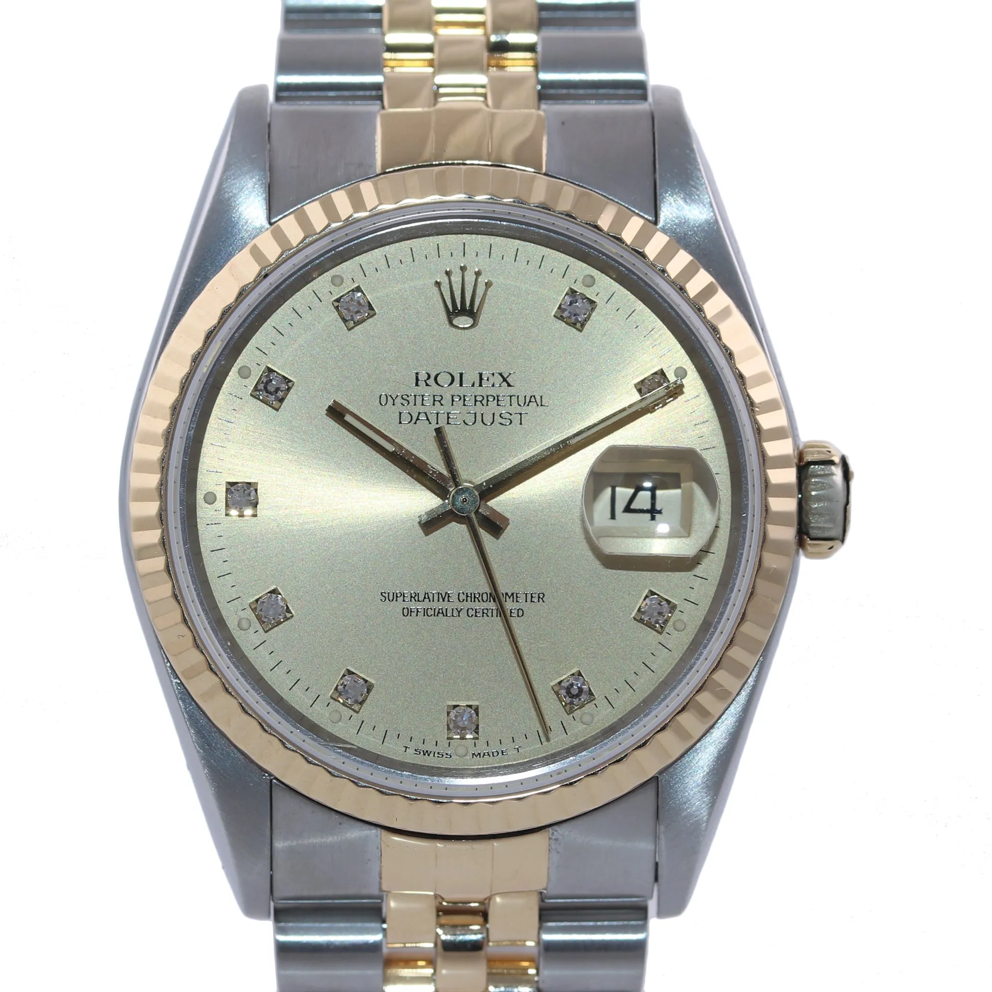 FACTORY DIAMOND Rolex DateJust 36mm 16233 Two Tone 18k Gold Steel Watch Box