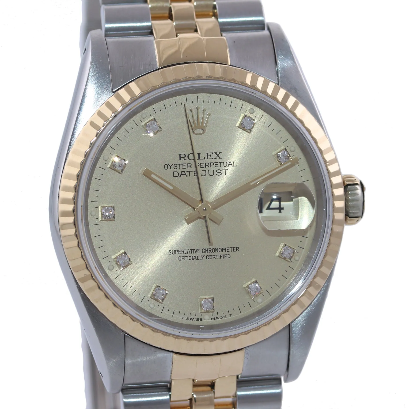 FACTORY DIAMOND Rolex DateJust 36mm 16233 Two Tone 18k Gold Steel Watch Box