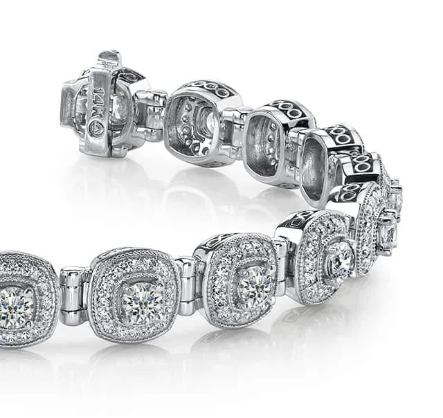 Fanciful Round Diamond Bracelet With Tube Links Diamond with 3.68 ct.(finished) 1.1mm, 2.8mm