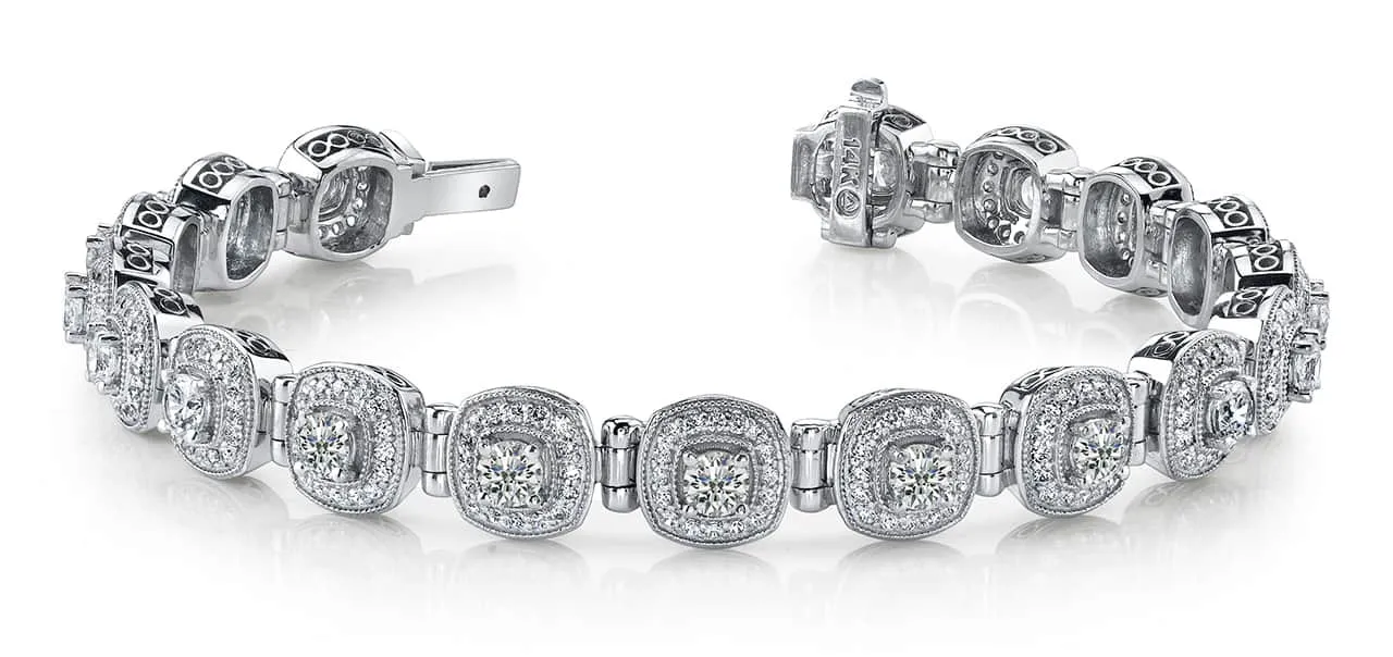 Fanciful Round Diamond Bracelet With Tube Links Diamond with 3.68 ct.(finished) 1.1mm, 2.8mm