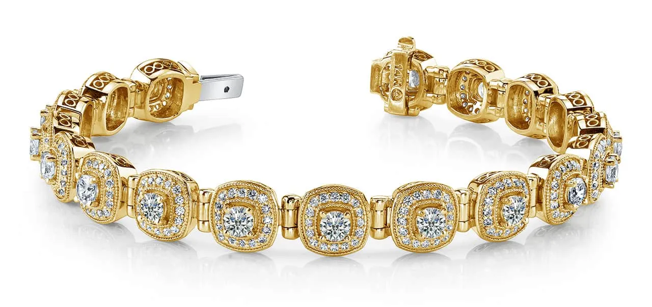Fanciful Round Diamond Bracelet With Tube Links Diamond with 3.68 ct.(finished) 1.1mm, 2.8mm