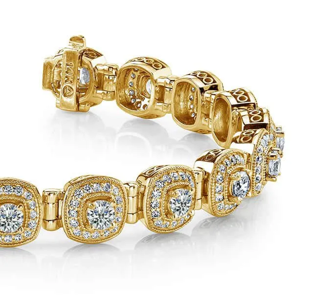 Fanciful Round Diamond Bracelet With Tube Links Diamond with 3.68 ct.(finished) 1.1mm, 2.8mm