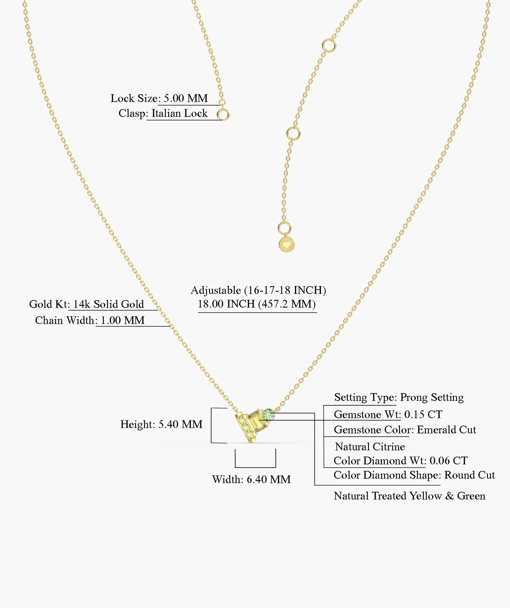 fancy Green & Yellow Spark Necklace